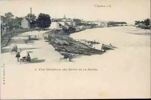 71 - cpa - CHALON S/SAONE - Vue générale des quais (E3758)