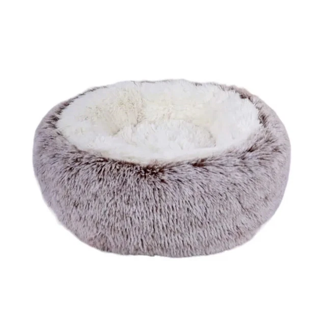 Round Donut Pet Bed Dog Puppy Kitty Cat Soft Fluffy Calming Comfy Plush Bed NEW