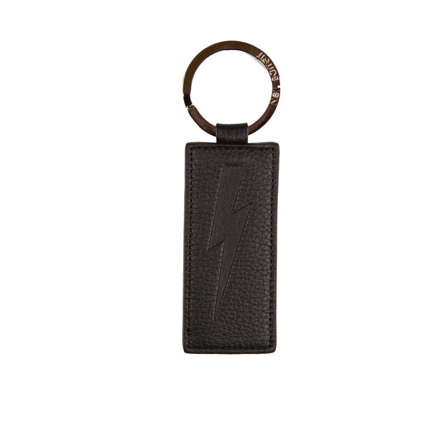 Neil Barrett Black Leather Keychain One Size Black