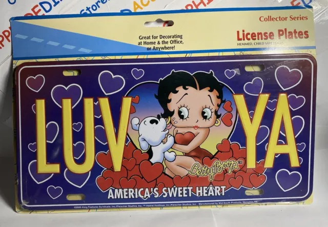 Betty Boop Luv Yah  Collectable Souvenir License Plate. Sold As Is. Rare. Nos.