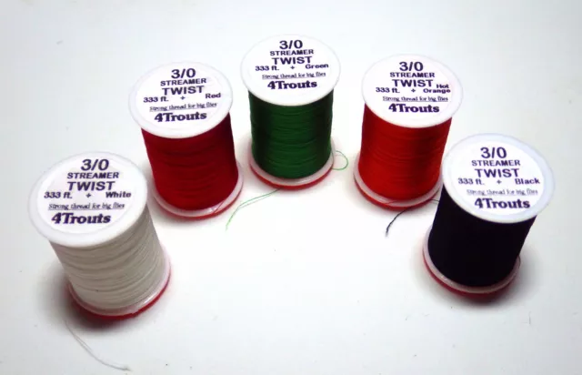 3/0 STREAMER TWIST Fly Tying Threads by "4Trouts" brand, Lot of 1, 3 or 5 spools
