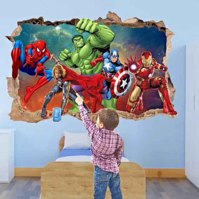 Superheroes Avengers Spiderman Hulk Wall Stickers Art Decal Mural Room Decor QO0