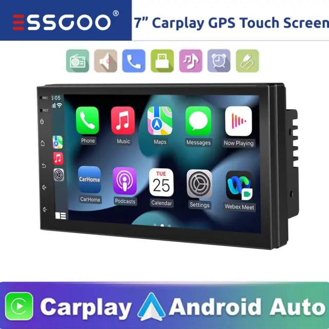 7" 4G+64G Android 13 Apple CarPlay Double 2 DIN Car Stereo USB WIFI GPS FM/RDS