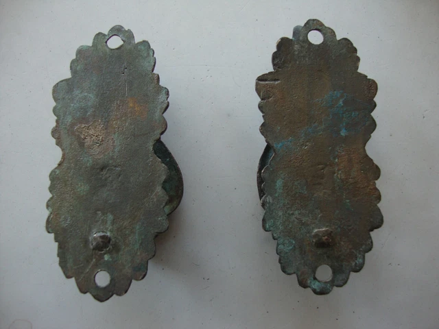 Antique pair brass curtain tie backs 7