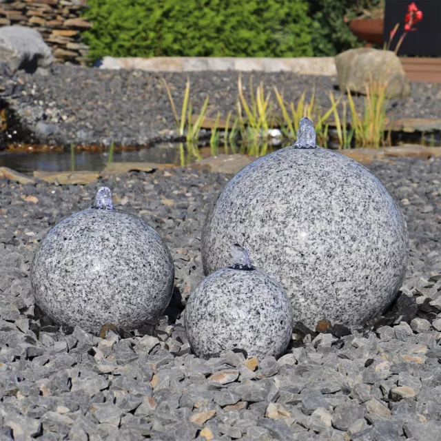 CLGarden Granit Springbrunnen SB1 Kugelbrunnen mit 3 Kugeln LED Beleuchtung