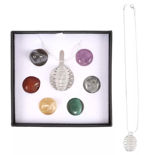 Chakra Kristall Anhänger Halskette Set