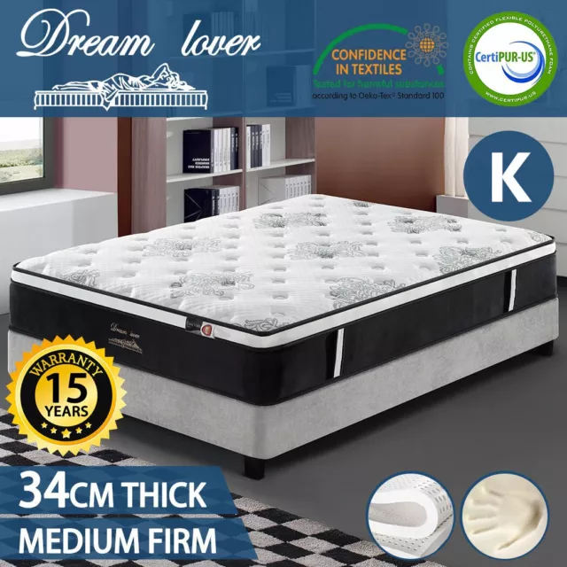 King Mattress *9 Zone Pocket Spring Mattress Latex Foam EuroTop *DREAM LOVER