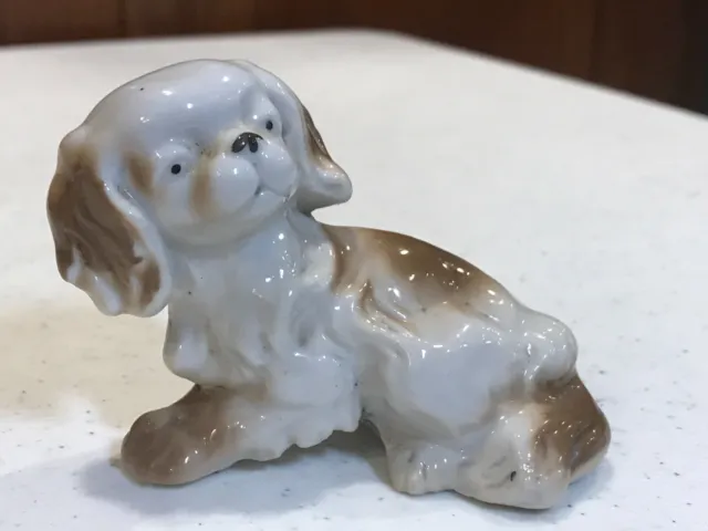 Vintage Porcelain Glazed Pekingese Dog  3 1/2"x 2"