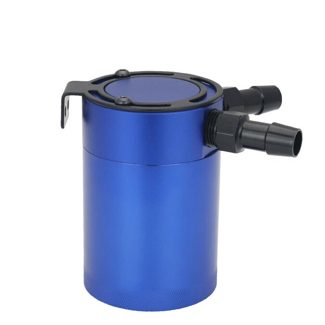 UNIVERSAL BLUE BAFFLED 2-Port Oil Catch Can Tank Compact Auto Air-Oil ...