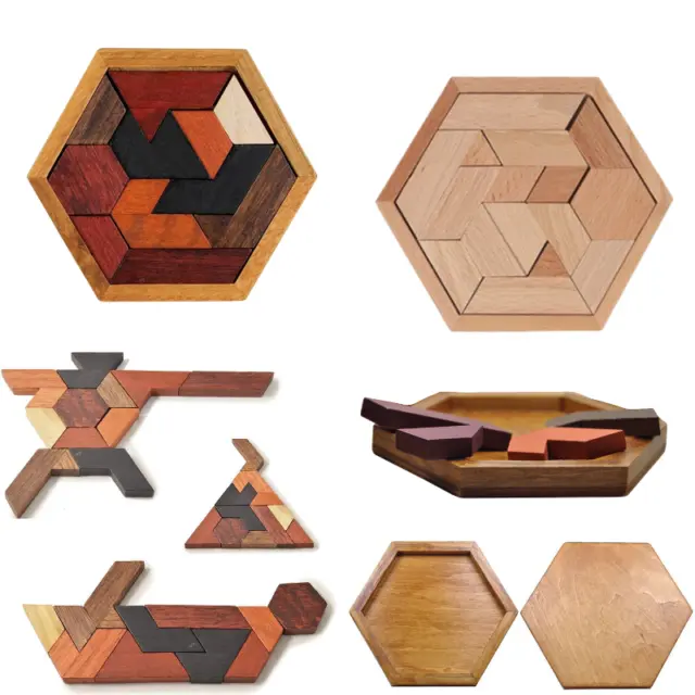 Jujube Wood 3d Tangram Puzzle Intellectual Challenge For Children And Adults