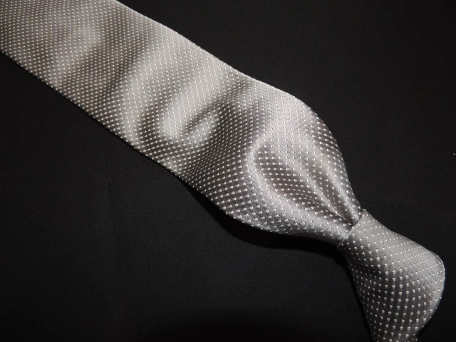 David Donahue men’s Woven 100% Silk solid Silver Necktie Tie