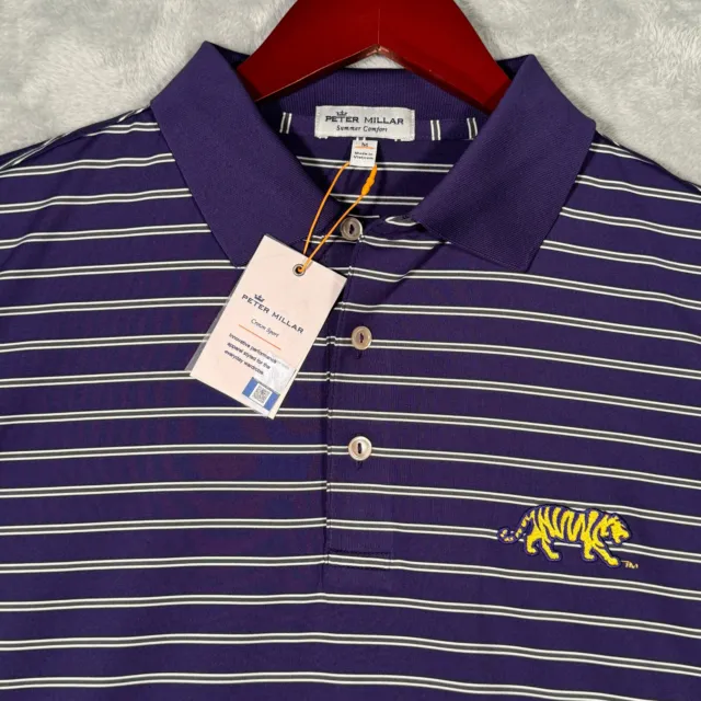 LSU Tigers Shirt Medium Purple Striped Peter Millar Summer Comfort