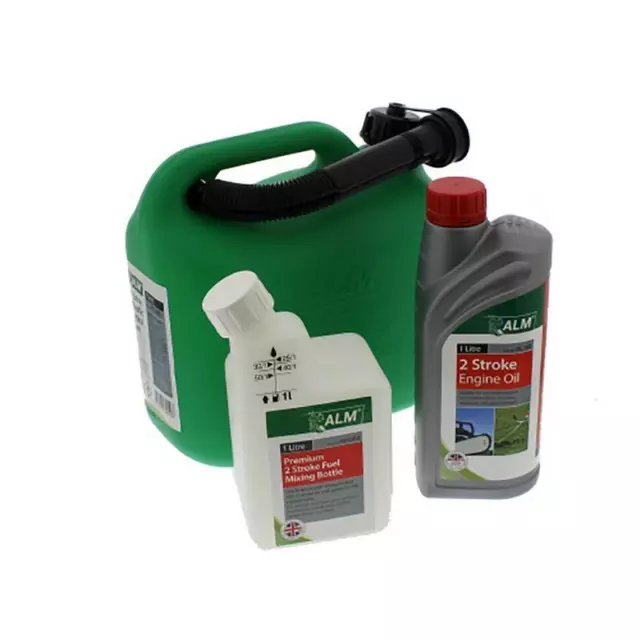 ALM 2 Stroke Petrol Engine Start Up Kit Fuel Can Mixing Bottle & Oil 1 Litre TS0