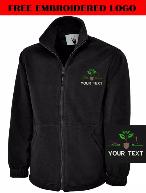 Personalised Embroidered Your Text Gardening Service Fleece Jacket Workwear Top