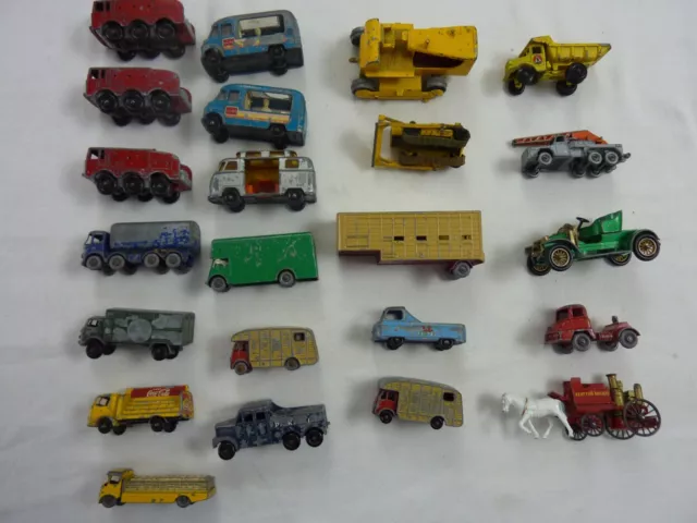 Job Lot Vintage 23 Lesney Unboxed Models Cars Lorries Buses - Various conditions