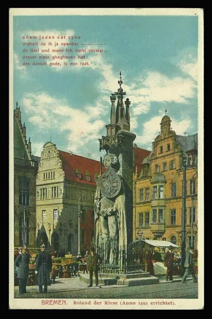 AK - BREMEN, Roland der Riese Marktplatz um 1920 (#22064)