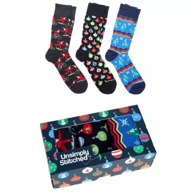 Unsimply Stitched Men's Christmas Bulb 3Pk Crew Socks Gift Box