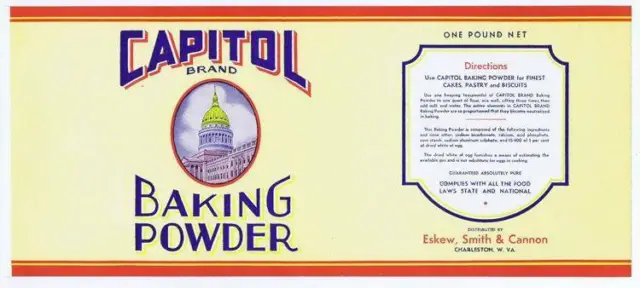 Capitol baking powder, can label, eskew smith cannon WHOLESALE LOT OF 25 LABELS