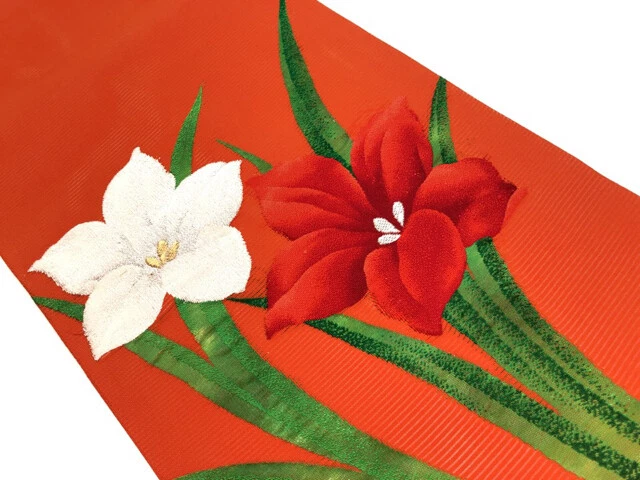 6229711: Japanese Kimono / Vintage Nagoya Obi For Summer / Woven Floral Plants