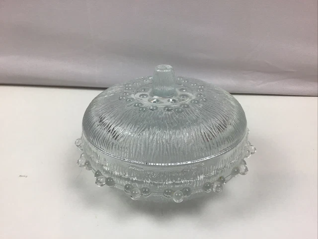 Glasdeckel Bon Bon Geschirr Vintage Zuhause Aufbewahrungsglas gepresstes Glas italienisch hergestellt
