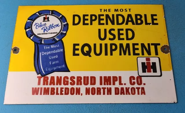 Vintage International Harvester Porcelain Farm Implements Tractor Gas Pump Sign