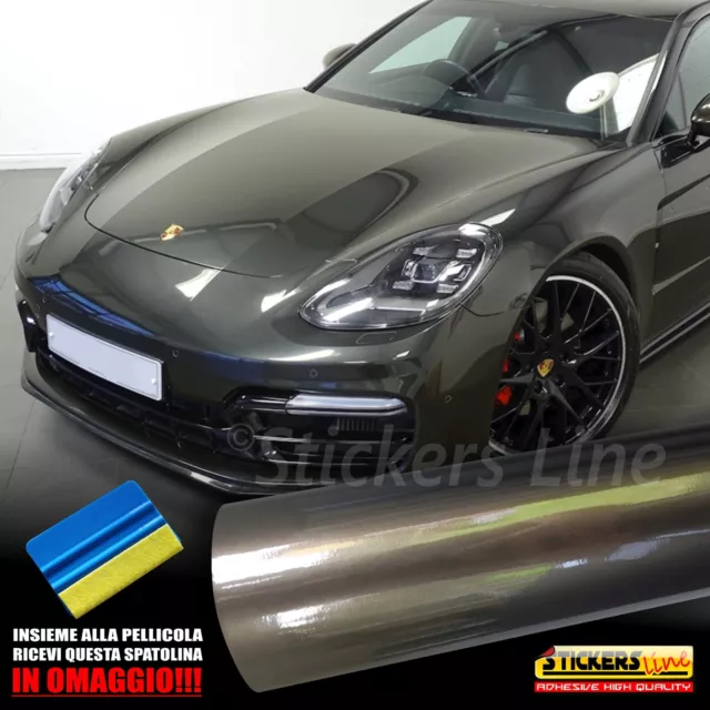 Pellicola adesiva GRIGIO SCURO Metallizzato Lucido cm 75x150 wrapping auto moto