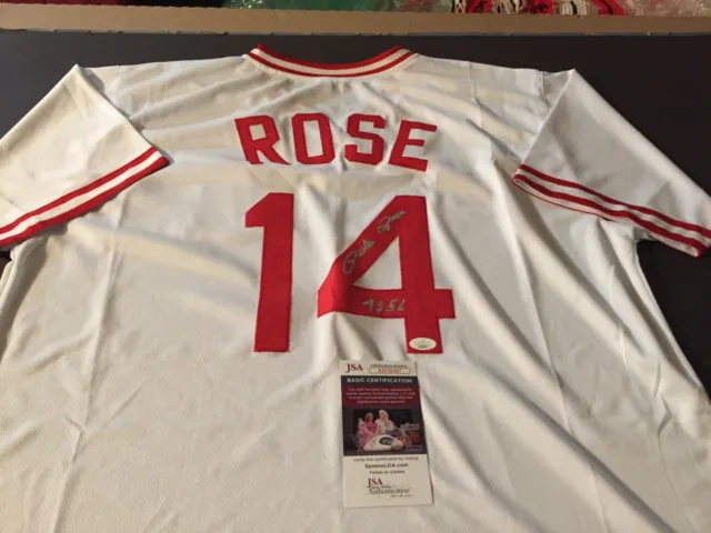 Pete Rose Autographed Signed Reds XL Custom Jersey W / 4256 - JSA