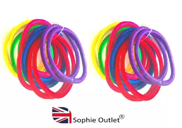 24x FASCE PER CAPELLI SPESSI multicolore elastici bobbles bambini ragazze pony scuola Regno Unito