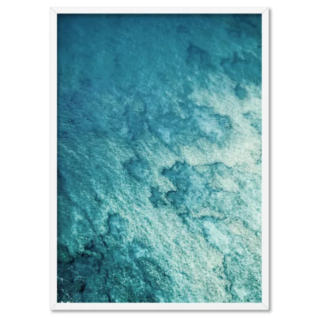 Ocean Aerial Art Print. Coral Reef  from Above  Poster. Ocean Wall Art | BOC-46
