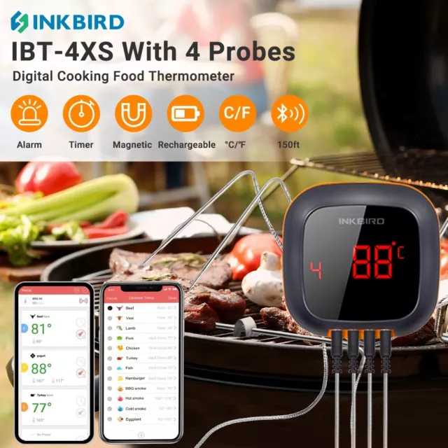 Inkbird Food Termometri Barbecue Termometro Controllo Bluetooth USB Rechargeable