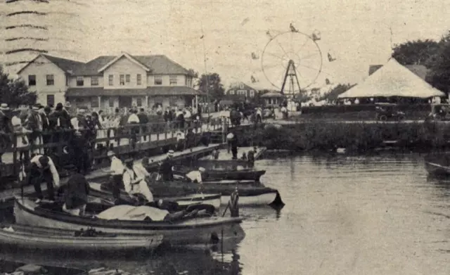 1911 PPC FERRIS WHEEL EDGEWATER GRAND ISLAND, NY ERIE COUNTY DOCK Postcard P16