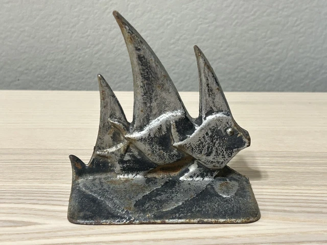 Art Deco Cast Iron Angelfish Bookend Antique Vintage