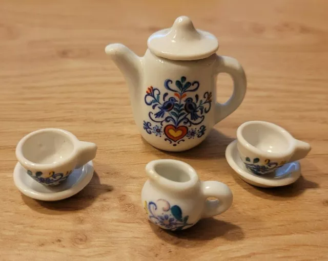 Hermoso Pequeño Estación De Para Café de Porcelana para Hogar De Muñeca