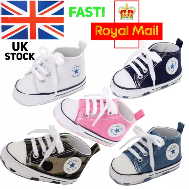 Newborn Baby Boy Girl Pram Shoes Infant Sneakers Toddler PreWalker Trainers 0-18