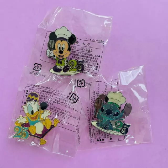 Tokyo Disney Sea Pin Badge Mickey Donald Stitch 3 Piece Set