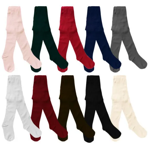 2 Pairs Cotton Rich Girls School Tights nifty Ages 0 - 13 Years Assorted Colours