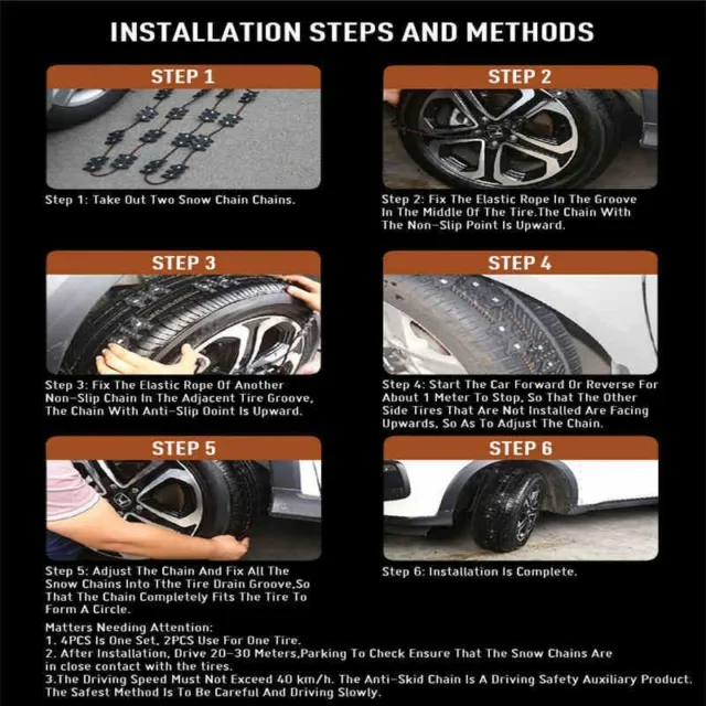 Universal Wheel Anti Skid Chains Black Wearproof Non Slip Emergency Tire Belt