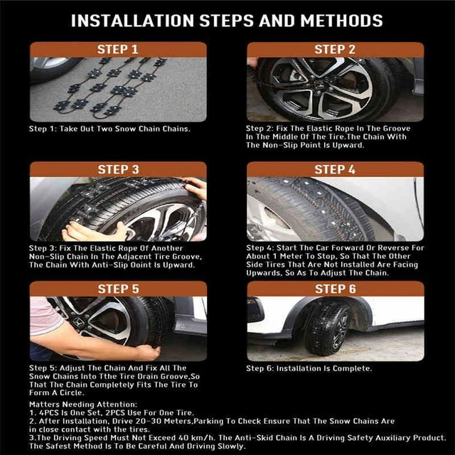 Universal Wheel Anti Skid Chains Black Wearproof Non Slip Emergency Tire Belt