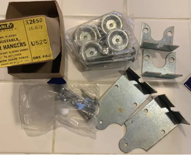 Barn Door Trolley Rollers hangers ~ Stanley X2650 1 pair Zinc Plated Adjustable