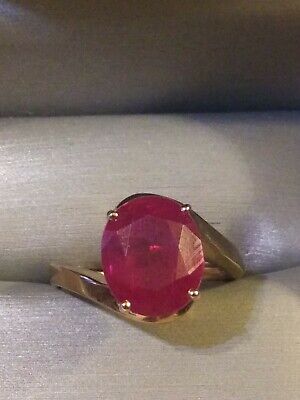 Natural Blood Red Ruby 7.40 Cts. 925 Silver Rose Gold Ring Size 7.5