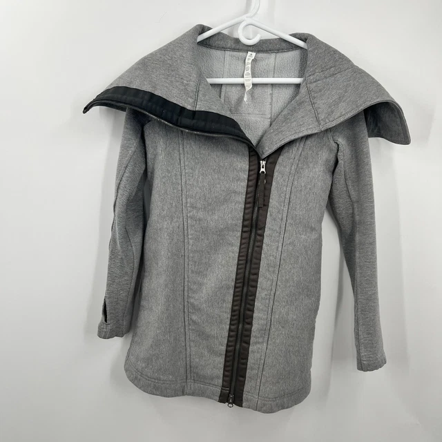 Lululemon Virasana Blanket Wrap Jacket Coat Moto Zip Shawl Collar Gray Size 2