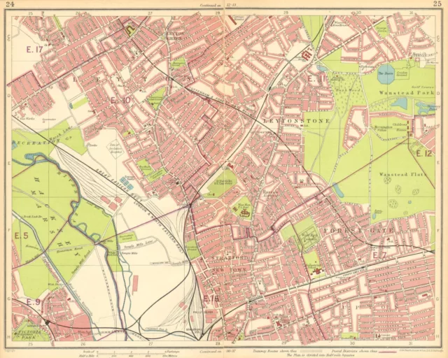 LONDON NE.Leyton Leytonstone Stratford Forest Gate Wanstead Hackney 1930 map