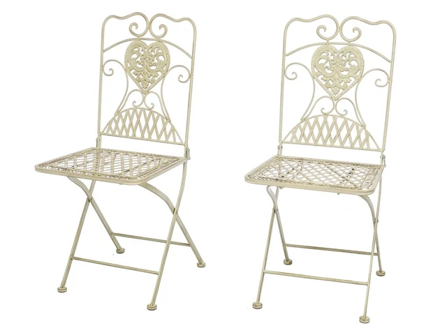 Salon de jardin - 1 table et 2 chaises - fer forgé - style antique - b – Planète Déco