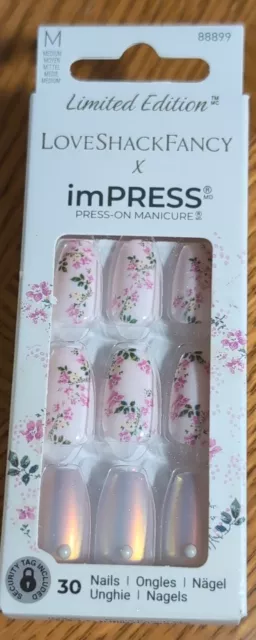 Kiss Impress Press-on Nails LoveShackFancy Medium Rosie Peach Sky 88899