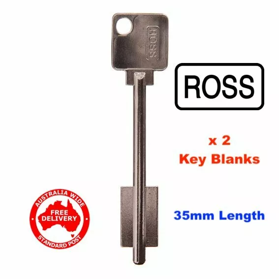 ROSS RDB35 Safe Lock Key Blank Pair-2 Keys. 35mm Length
