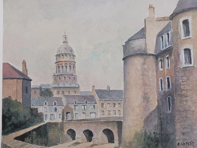 Emmanuel Le Petit Aquarelle Boulogne Sur Mer Engraving Pas De Calais 1981 Rl7