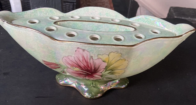 Rare Vintage iridescent 2 Piece Porcelain Floral Royal Winton Grim Wades England