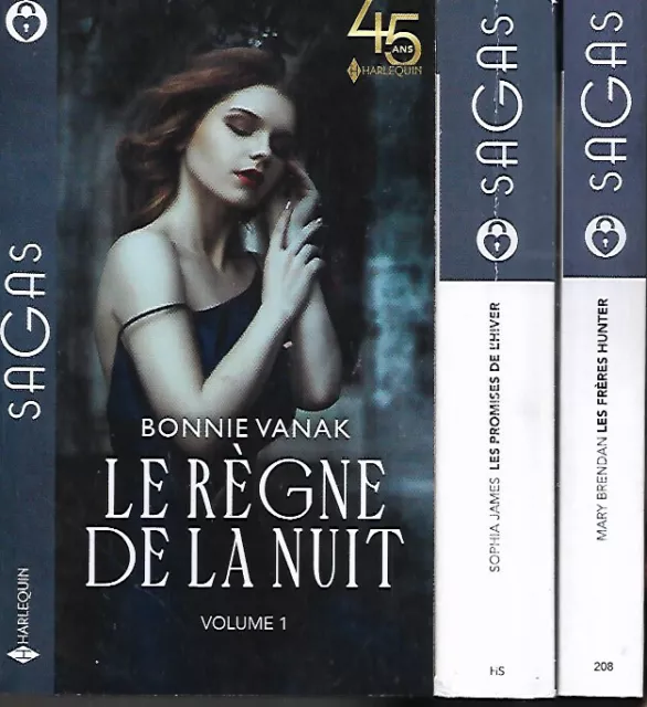 Lot x 3 Livres de poche HARLEQUIN Collection SAGAS intégrales n° 206, 208, HS