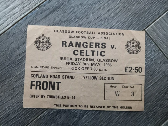 RARE  1986 Glasgow Cup Final Ticket Rangers v Celtic plus Programme