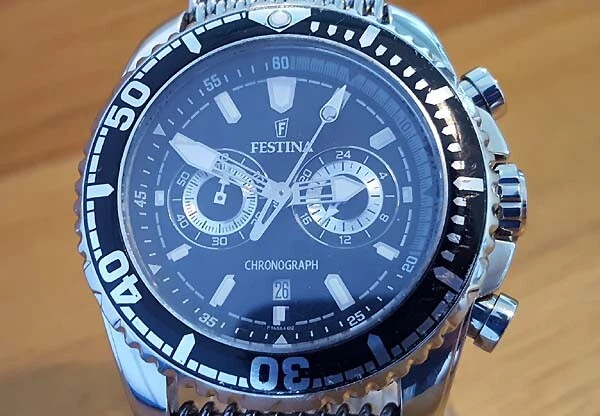 MENS BLACK RUBBER Festina F16574 4 Chronograph 100m Diver Style